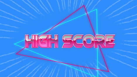 animation of high score text over lines on blue background