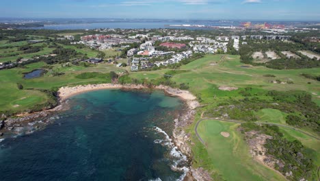 little bay beach and eastern suburbs of sydney, new south wales, australia - aerial drone shot