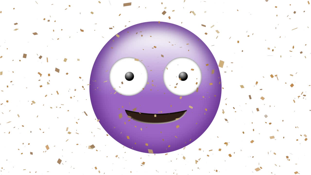 animación de confeti sobre el icono de emoji sonriente sobre un fondo blanco