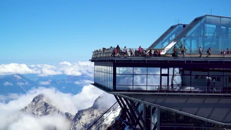 viewing platform of zugspitze mountain between austria and germany