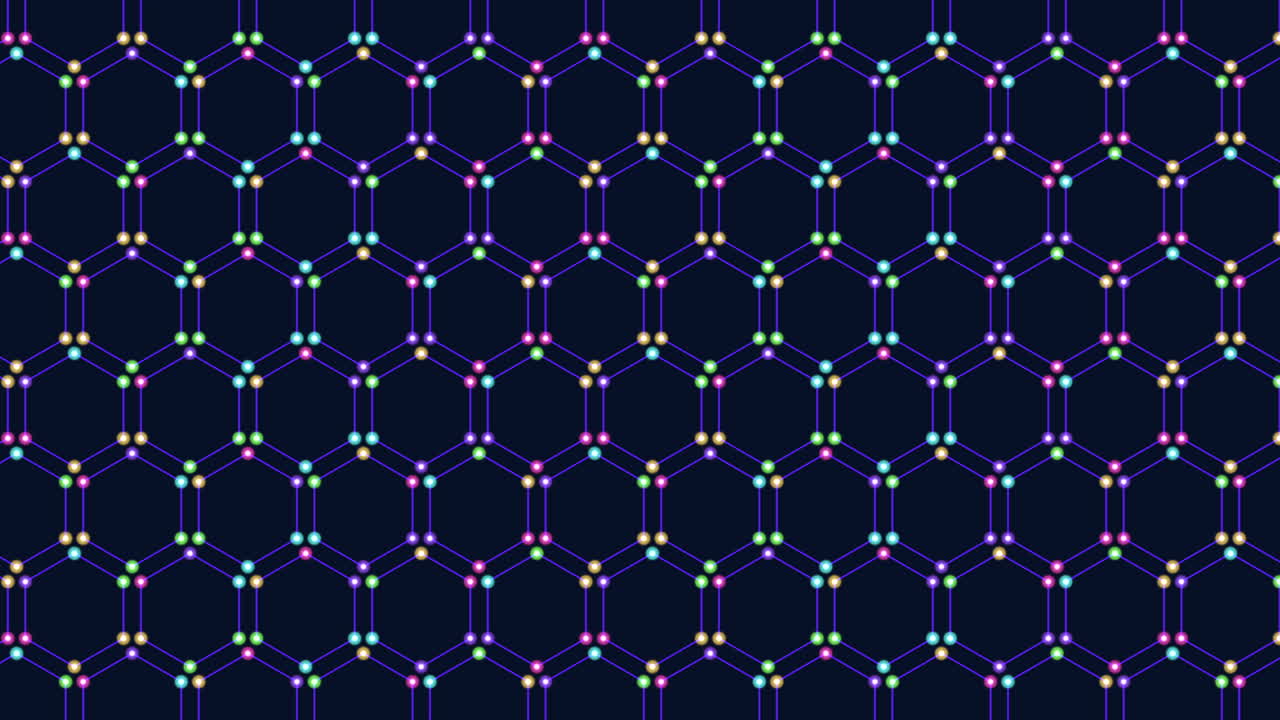 patrón de hexágonos geométricos abstractos con luz de neón colorida