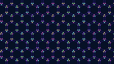 patrón de hexágonos geométricos abstractos con luz de neón colorida