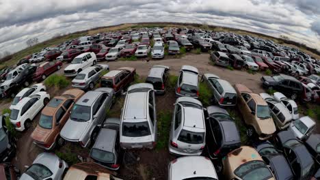 aerial view of a massive junkyard