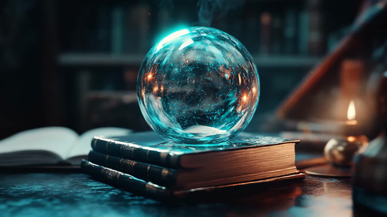 Mystical Crystal Ball on Antique Books