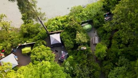 birdseye view of beachside campsite