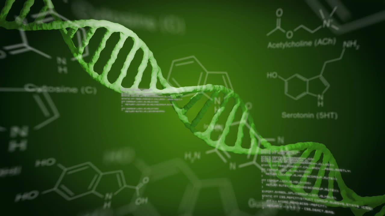 animación de cadenas de adn y procesamiento de datos científicos