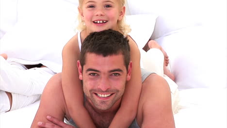 animation of a father playing with his daughter