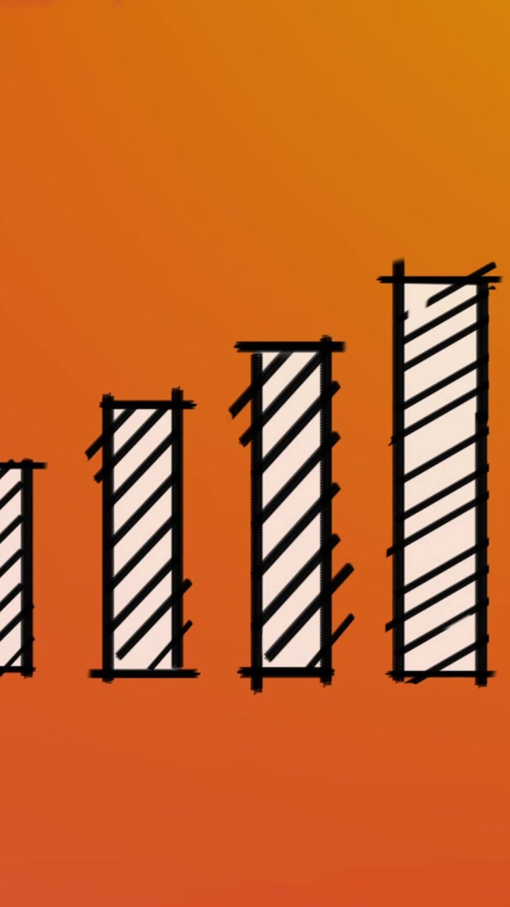 Animazione di statistiche nere con punti su sfondo arancione