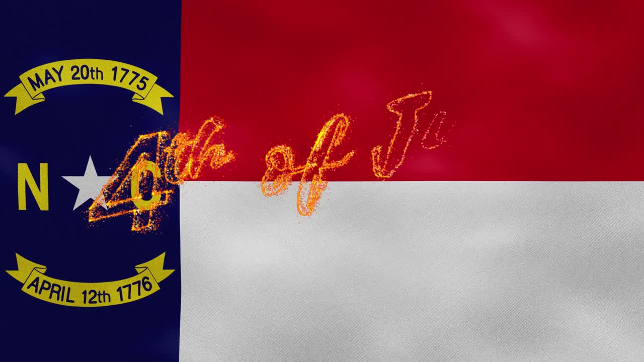 노스 캐롤라이나 발의 배경은 7월 4일 화재 글자, 루프입니다.