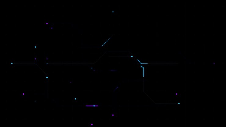 Abstract Digital Circuit Board Animation with Glowing Nodes