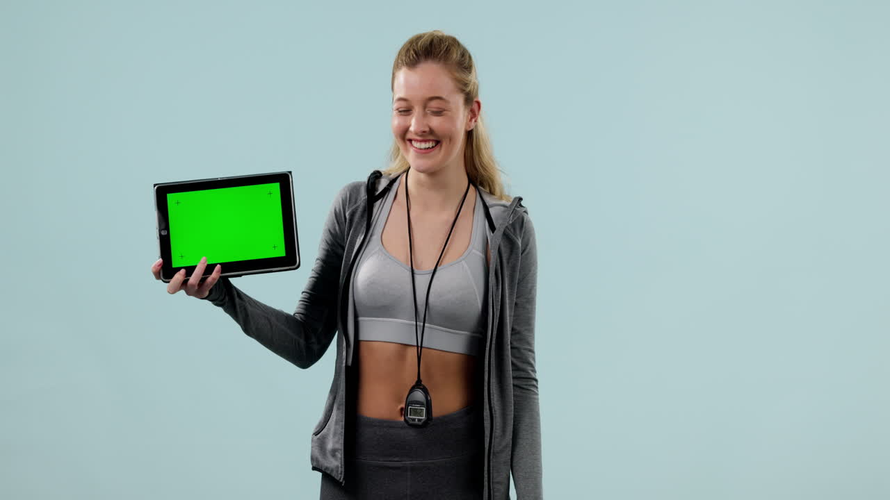 pantalla verde de la tableta, entrenamiento en el estudio