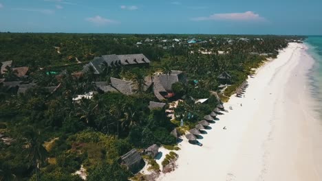 perfect aerial flight panorama curve flight drone shot on an empty beach in summertime at corona
paradise white sand dream beach zanzibar, africa 2019
