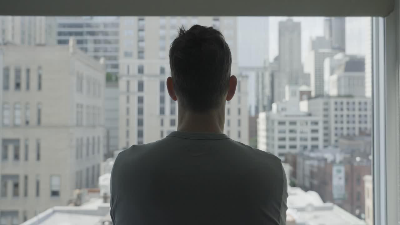 시카고 시내 풍경을 바라보는 창문