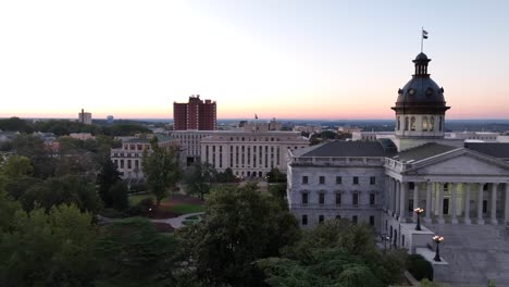 south carolina state house and capitol building grounds in columbia, sc during sunrise