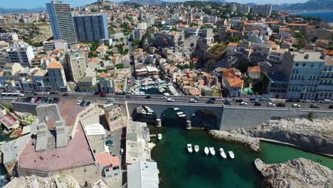 Aerial-of-France,-Cote-d'azur,-Menton,-Marseille-World-War-I-Memorial