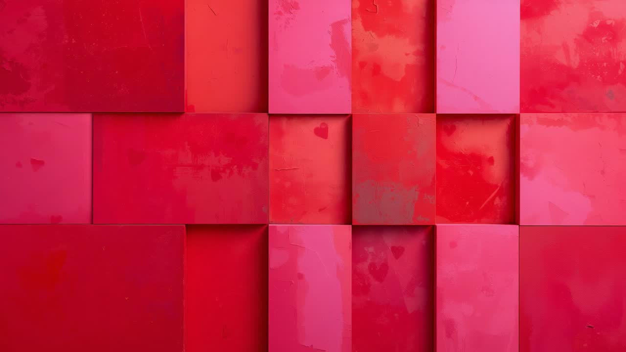 Pannelli rossi e rosa lucidi in movimento con giunture che reagiscono a una leggera variazione in studio, formando una cavità