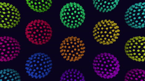 Vibrant and symmetrical pattern colorful circles on black background