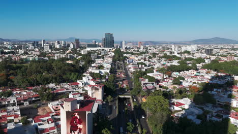 drone view of the lopez mateos avenue, southwest to northeast direction in guadalajara, jalisco, mexico