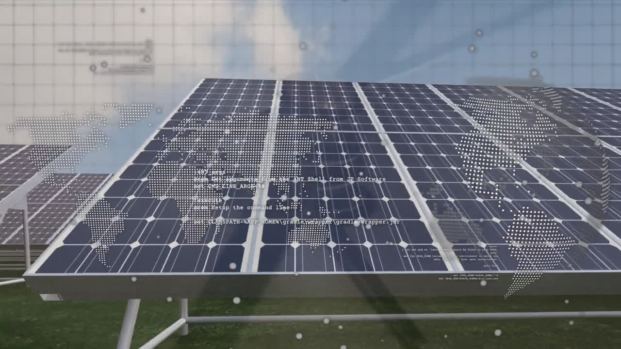 animación del globo y procesamiento de datos a través de paneles solares