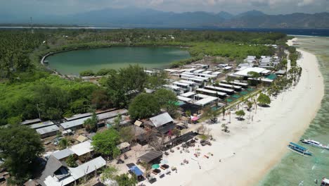 aerial over beach at gili meno, nestled among the idyllic gili islands of indonesia, stands as a serene and enchanting paradise for travelers seeking an escape from the ordinary