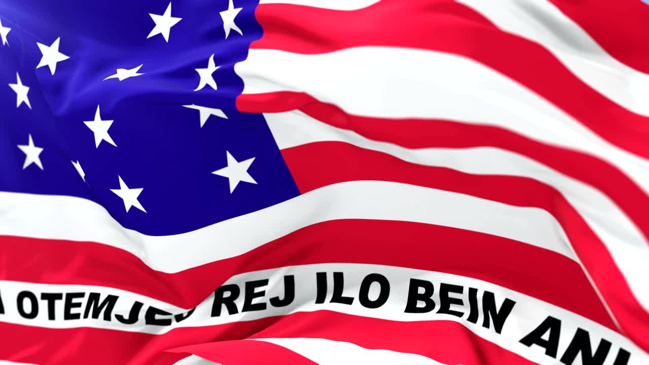 la bandera del atolón de bikini agitando el viento en un bucle lento