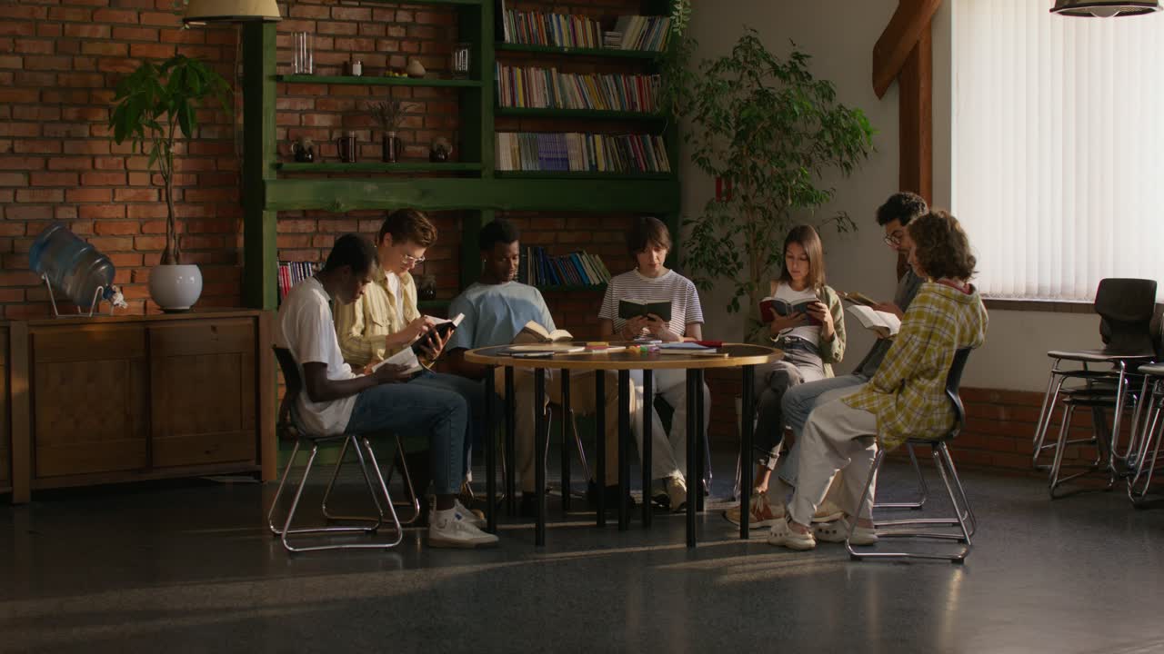 Students Studying in a Library