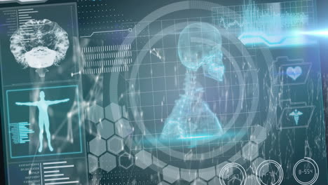 animation of digital interface and science data processing over network of connections