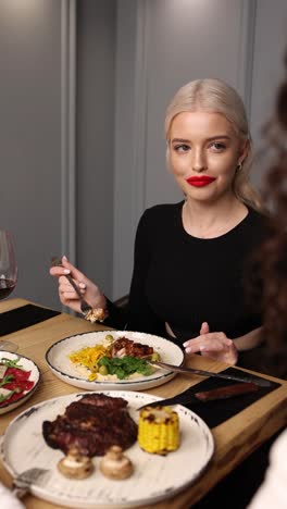 woman enjoying a delicious restaurant meal