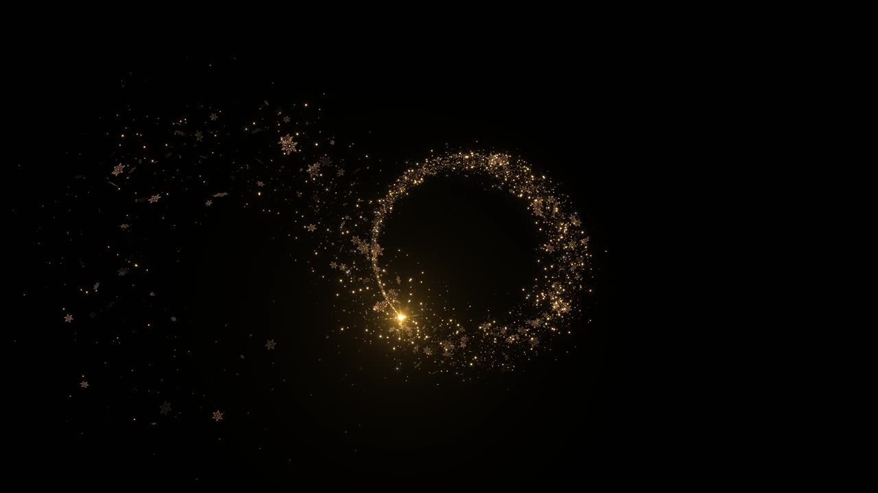 Golden sparkling magic light shining snow dust particle wave magic shimmer trail line glitter light