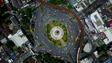 4k aerial view of roundabout at bangkok