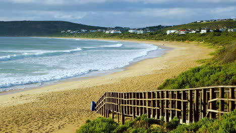 wooden walkway down to pristine robberg 5 beach in popular plettenberg bay