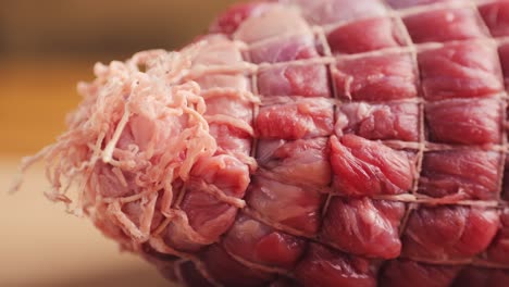 close-up of a tied roast