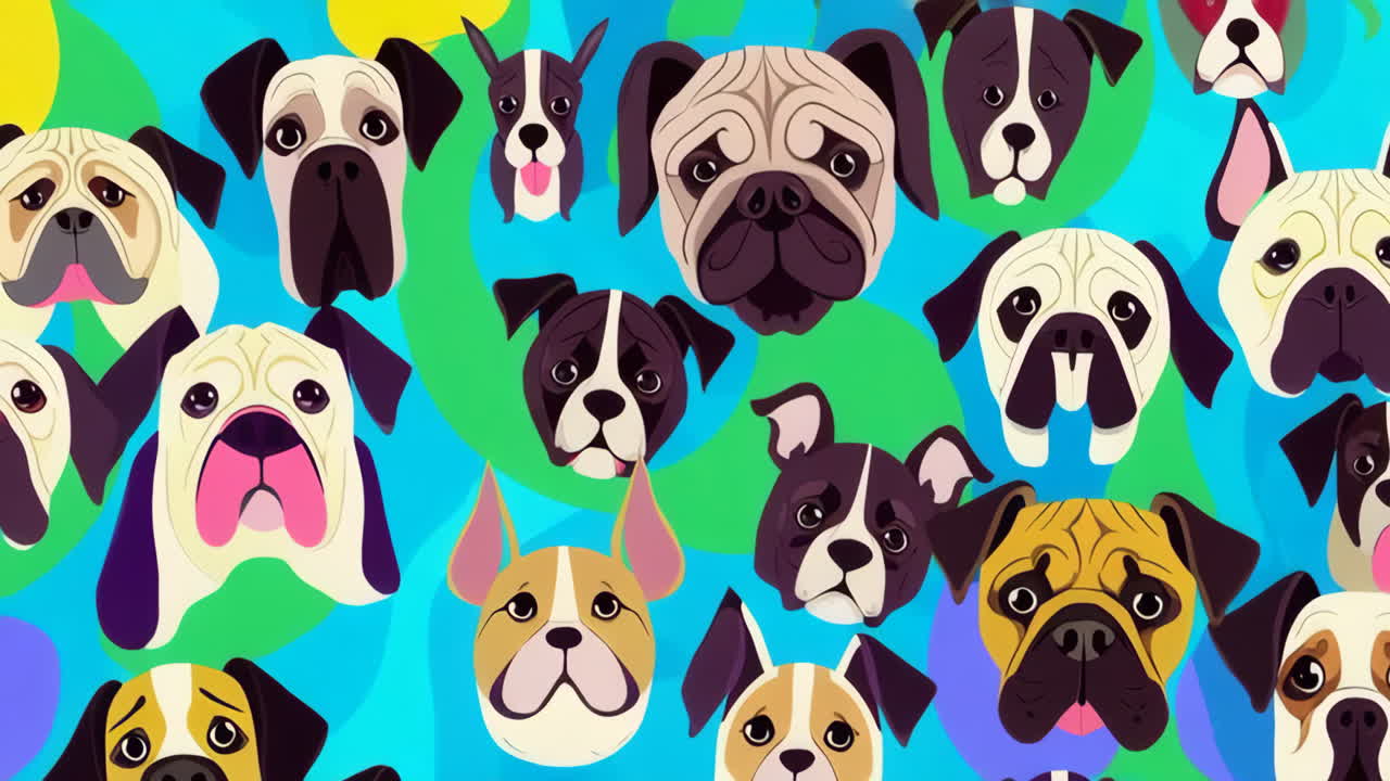 Colorful Cartoon Dog Pattern