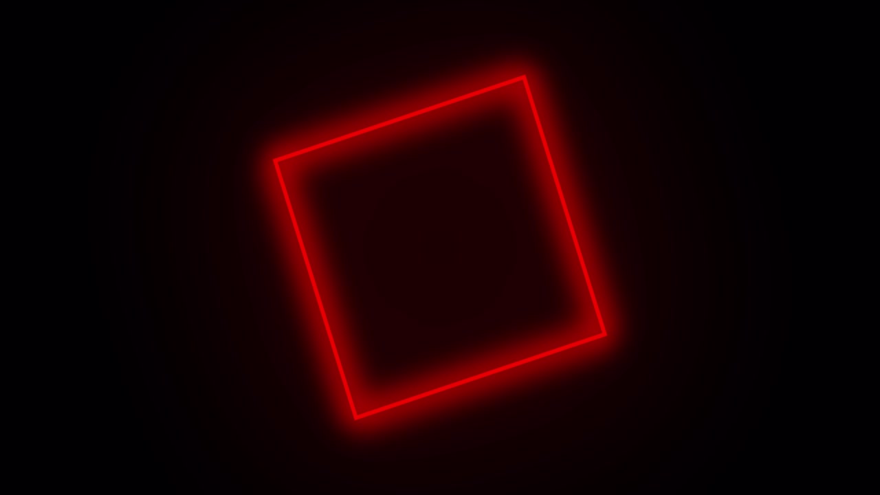 cuadrado de neón rotación roja. animación 4k