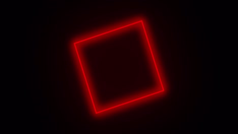 cuadrado de neón rotación roja. animación 4k