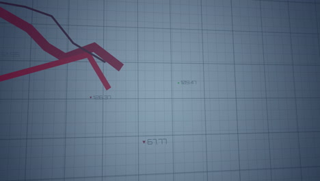 animación de gráficos caídos con números cambiantes sobre el patrón de cuadrícula contra un fondo blanco
