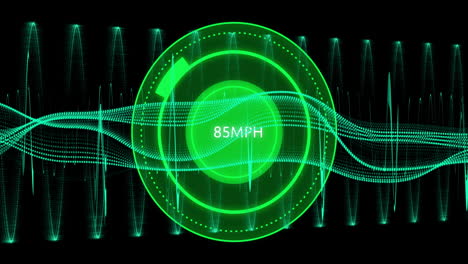 animación del velocímetro sobre el procesamiento de datos en fondo negro