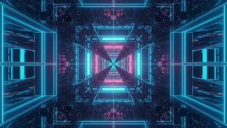 túnel cuadrado 3d, interior de nave espacial de ciencia ficción, corredor de tecnología futurista abstract seamless vj para títulos y fondo tecnológicos