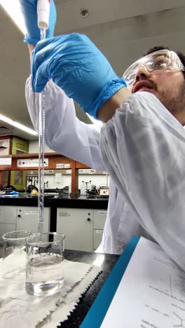 scientist conducting a chemistry experiment in a laboratory