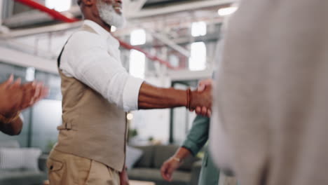 handshake, success or happy senior manager