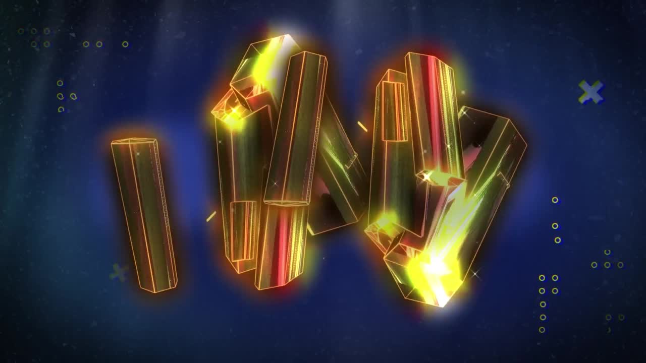 파란색 배경에 움직이는 모양의 애니메이션