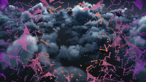 animación del procesamiento de datos sobre el fondo de nubes