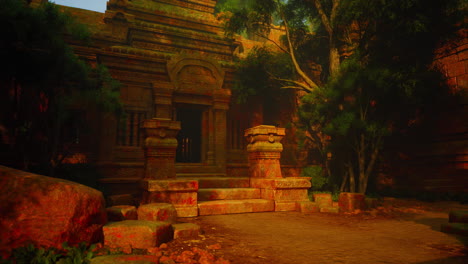 ancient temple ruins in a lush jungle