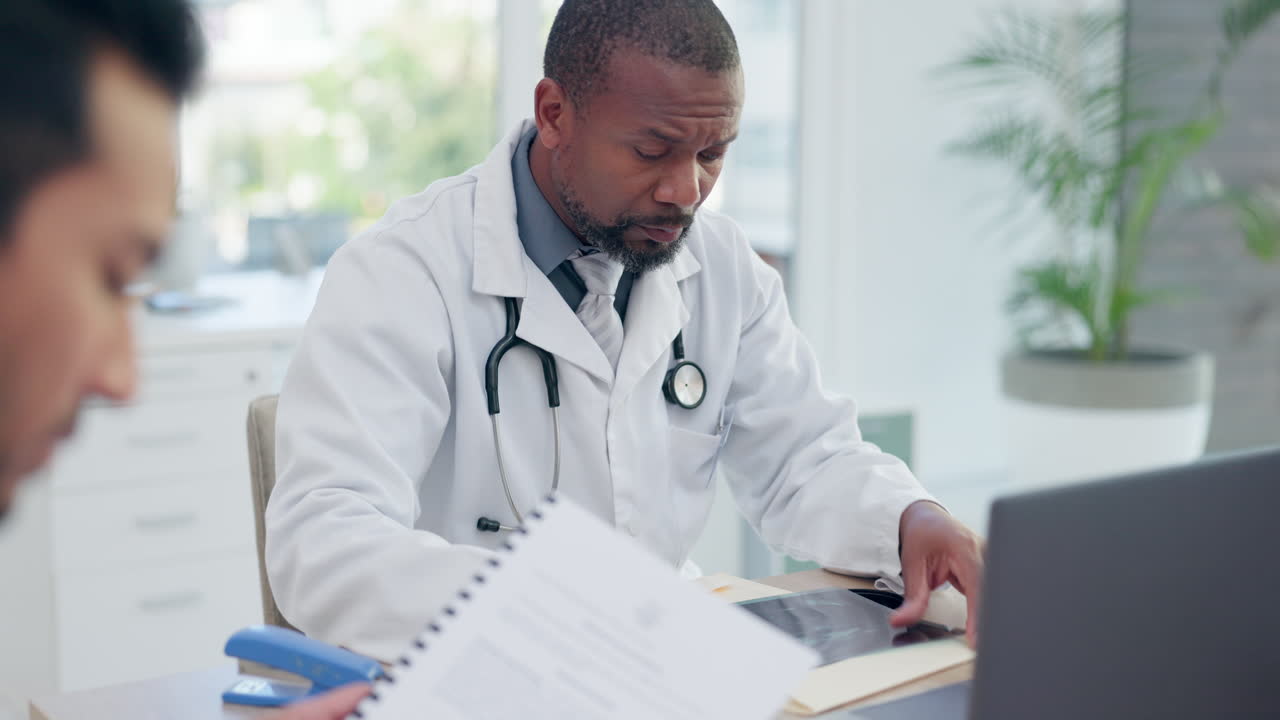 Hospital, meeting and doctors on laptop planning
