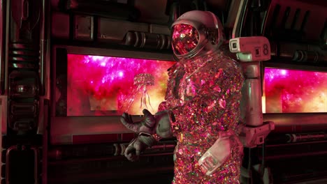 astronaut in a crystallized spacesuit