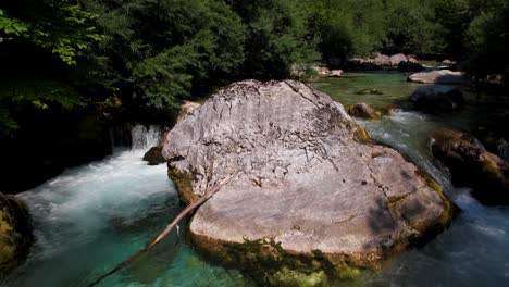 cliffs splashed by clean fresh water of mountain river on beautiful valley of valbone in albania