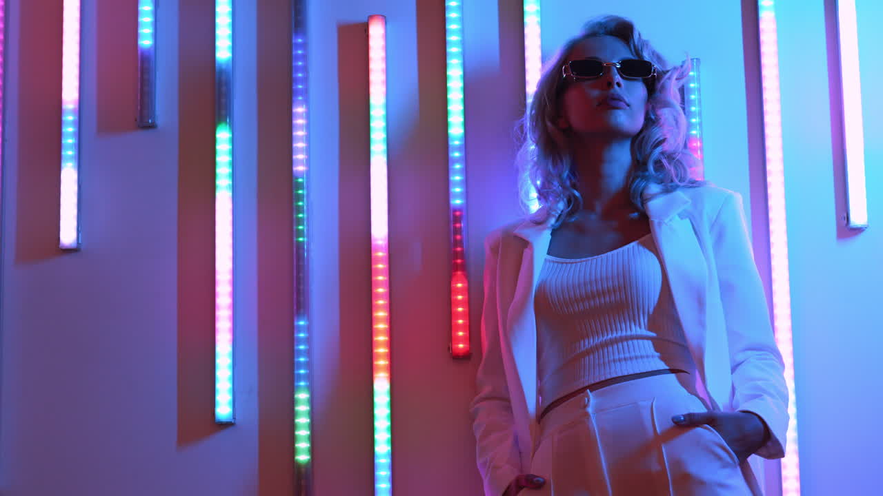 модель в белом костюме