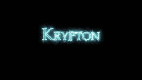 krypton, elemento químico, escrito con fuego. bucle