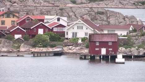 medium shot of houses in smögen, sweden