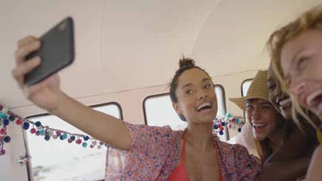 young adult friends in a camper van 4k